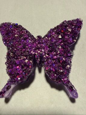 Handcrafted Purple Glitter Butterfly Refrigerator Magnet